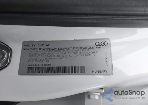 2015 Audi A3 1.8T Premium z USA, uszkodzony, nr VIN WAUCCGFF9F1029814